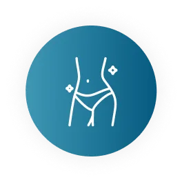 Line icon of a torso with sparkle symbols representing body contouring treatment