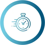 Stopwatch icon on blue circular background