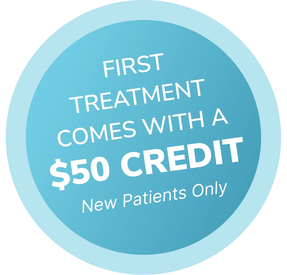 First treatment comes with a $50 credit, New Patients Only