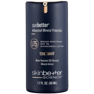 Sunbetter Tone Smart SPF 75 Broad Spectrum sunscreen lotion 50 ml bottle with mineral actives