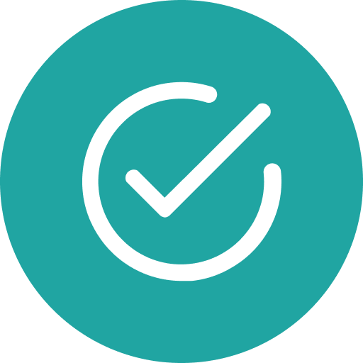 Teal checkmark inside teal circle