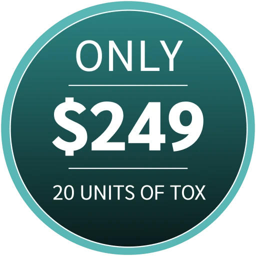 Promotional badge reading: ONLY $249 20 UNITS OF TOX