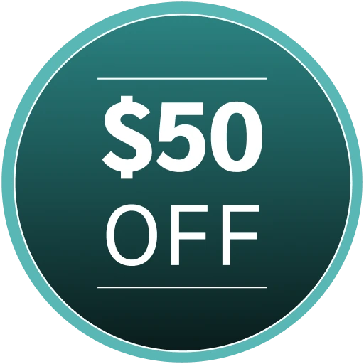 $50 OFF promotional offer badge