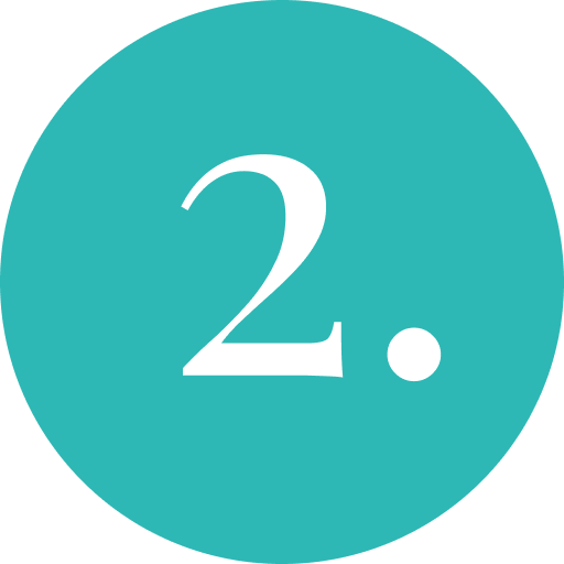 Teal circle with large white number 2 and small dot