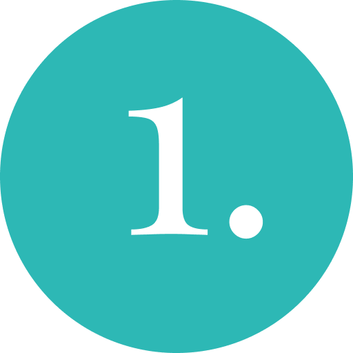 Teal circle with large white number 1 and small dot