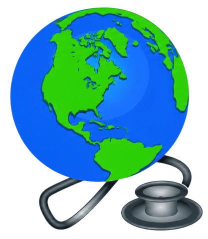 Globe with stethoscope