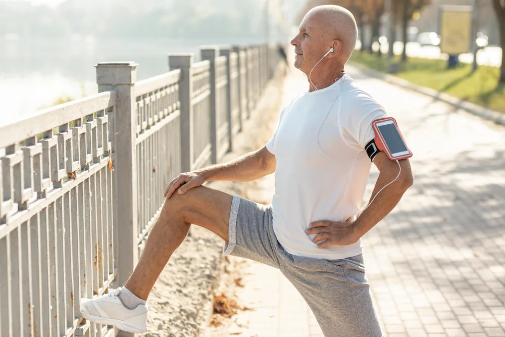 Older adult staying active with sports medicine and joint care