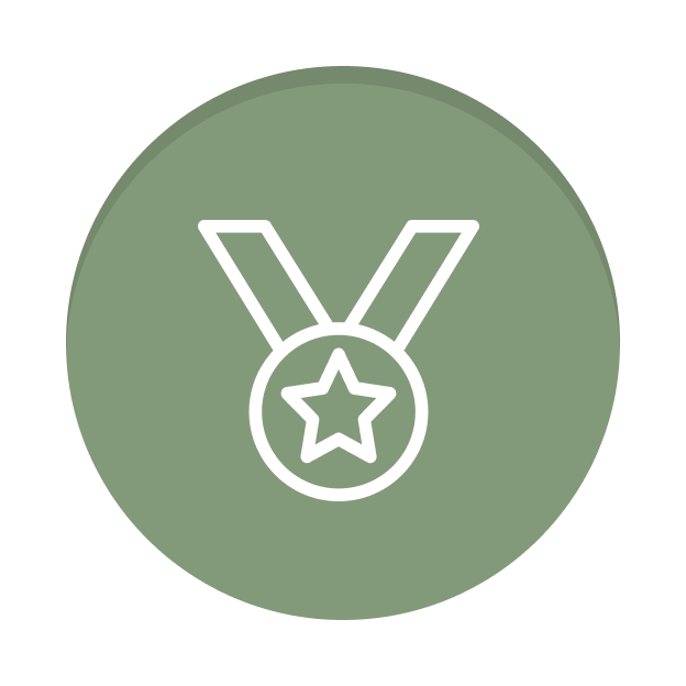 Medal with star icon on green circle background