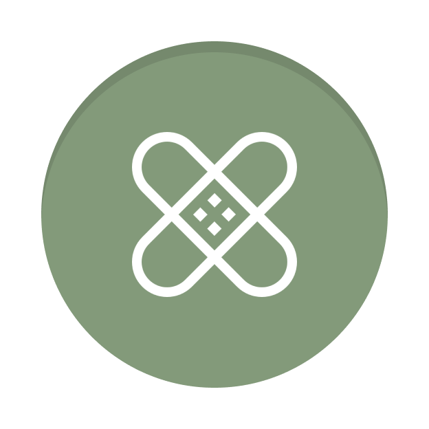 Bandage with grid pattern icon on green circle background