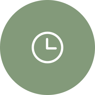 Clock icon on green circular background