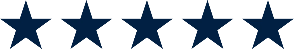 Five filled stars representing a five-star rating