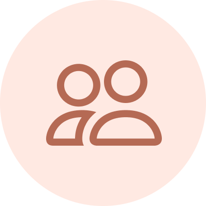 Two people icon on pink circular background