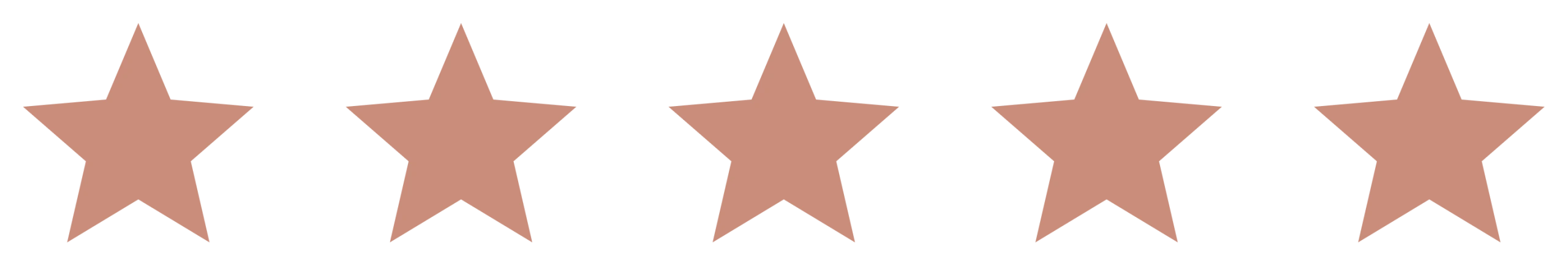 Five rose-colored stars representing a five-star rating