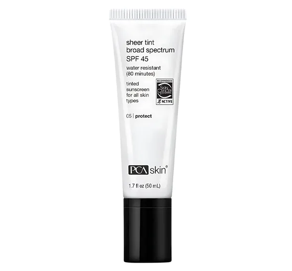 PCA Skin sheer tint broad spectrum SPF 45 water-resistant sunscreen, 1.7 fl oz tube