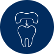 Tooth icon with dental mirror on dark blue background