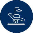 Dental chair icon on dark blue background
