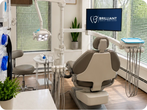 Modern dental treatment room with patient chair