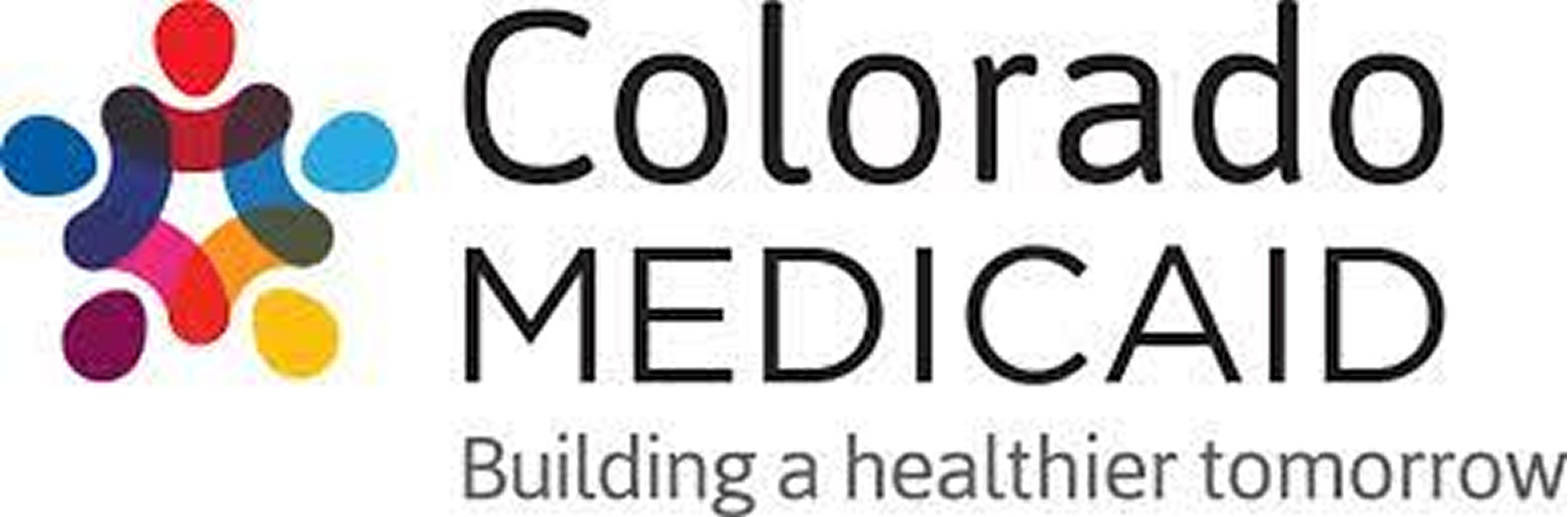 Colorado MEDICAID logo with colorful figures and text Building a healthier tomorrow