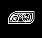 Car headlight icon with clear lens detail