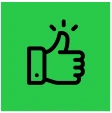 Thumbs up icon on green background