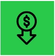 Dollar sign with downward arrow icon on green background