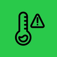 Thermometer with warning triangle icon