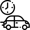 Car with clock icon representing mobile service