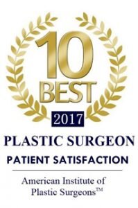 10 Best Plastic Surgeon Patient Satisfaction 2017 award from American Institute of Plastic Surgeons