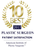 10 Best Plastic Surgeon Patient Satisfaction award seal 2017