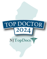 TOP DOCTOR 2024 NJ TopDocs badge with New Jersey state outline
