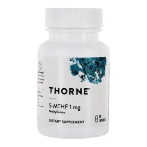 Thorne 5-MTHF 1 mg methylfolate dietary supplement bottle with capsules