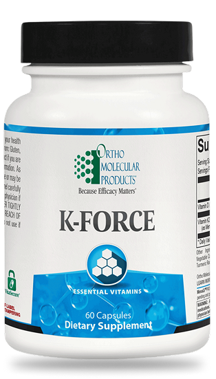 Ortho Molecular Products K-Force essential vitamins dietary supplement bottle with 60 capsules