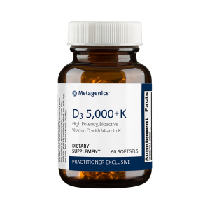 Metagenics D3 5,000+K high potency vitamin D with vitamin K softgel, practitioner exclusive, 60 count