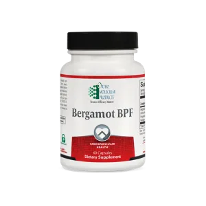 Bergamot BPF 60 capsules dietary supplement bottle by Ortho Molecular Products for cardiovascular health
