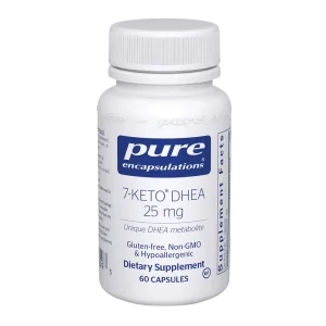 Pure Encapsulations 7-KETO DHEA 25 mg dietary supplement bottle with 60 capsules