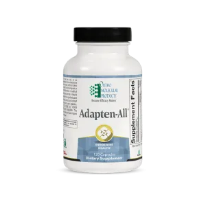 Adapten-All 120-capsule dietary supplement bottle for endocrine health by Ortho Molecular Products