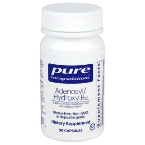 Pure Encapsulations Adenosyl/Hydroxy B12 dietary supplement bottle, 90 capsules, gluten-free and hypoallergenic