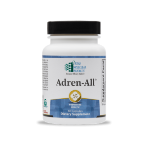 Adren-All 60-capsule dietary supplement bottle for endocrine health by Ortho Molecular Products