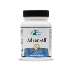 Adren-All 60-capsule dietary supplement bottle for endocrine health by Ortho Molecular Products
