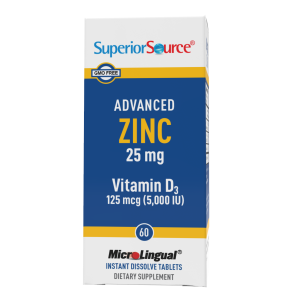 Superior Source Advanced Zinc 25 mg with Vitamin D3 125 mcg, 60 MicroLingual instant dissolve tablets, GMO free
