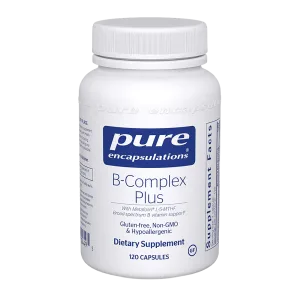 Pure Encapsulations B-Complex Plus dietary supplement bottle, 120 capsules