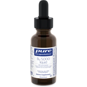 Pure Encapsulations B12 5000 liquid dietary supplement in amber dropper bottle