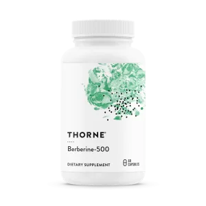 Thorne Berberine-500 dietary supplement bottle with 60 capsules