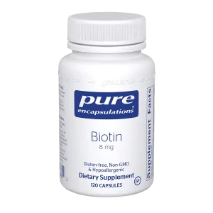 Pure Encapsulations Biotin 8 mg 120 capsules dietary supplement bottle