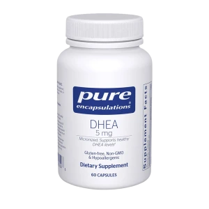 Pure Encapsulations DHEA 5 mg dietary supplement bottle with 60 capsules