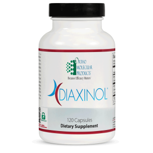 Ortho Molecular Products Diaxinol dietary supplement bottle with 120 capsules