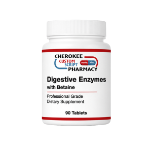 Cherokee Custom Script Pharmacy Digestive Enzymes with Betaine bottle of 90 tablets professional grade dietary supplement