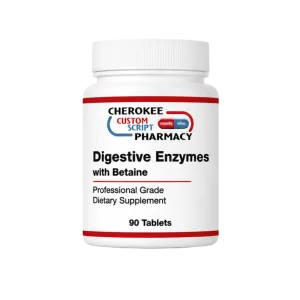 Cherokee Custom Script Pharmacy Digestive Enzymes with Betaine bottle of 90 tablets professional grade dietary supplement