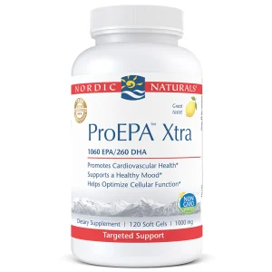 Nordic Naturals ProEPA Xtra 1060 EPA/260 DHA supplement bottle with 120 soft gels