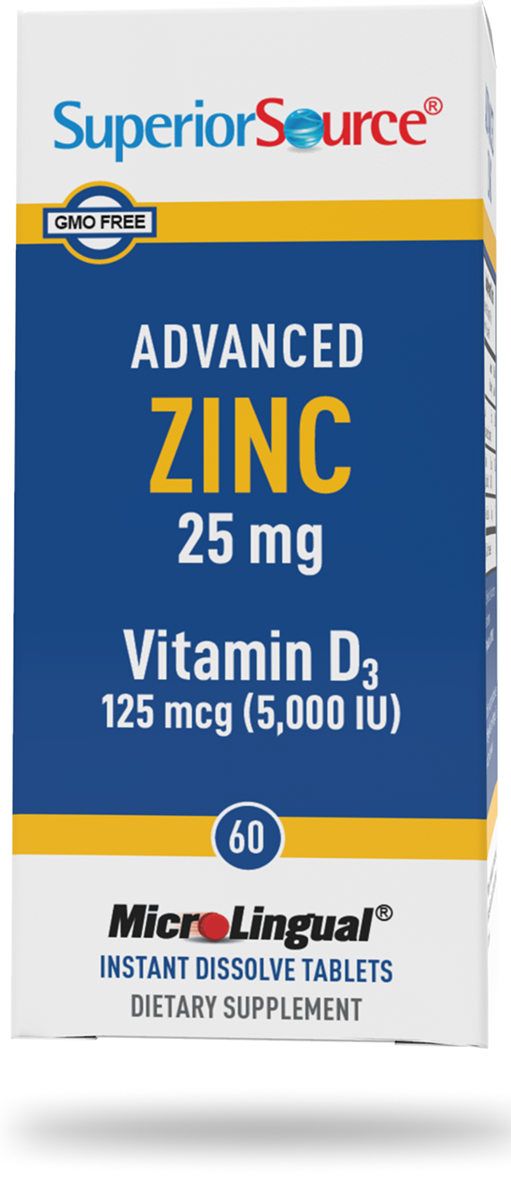 Superior Source Advanced Zinc 25 mg with Vitamin D3 5,000 IU, GMO free